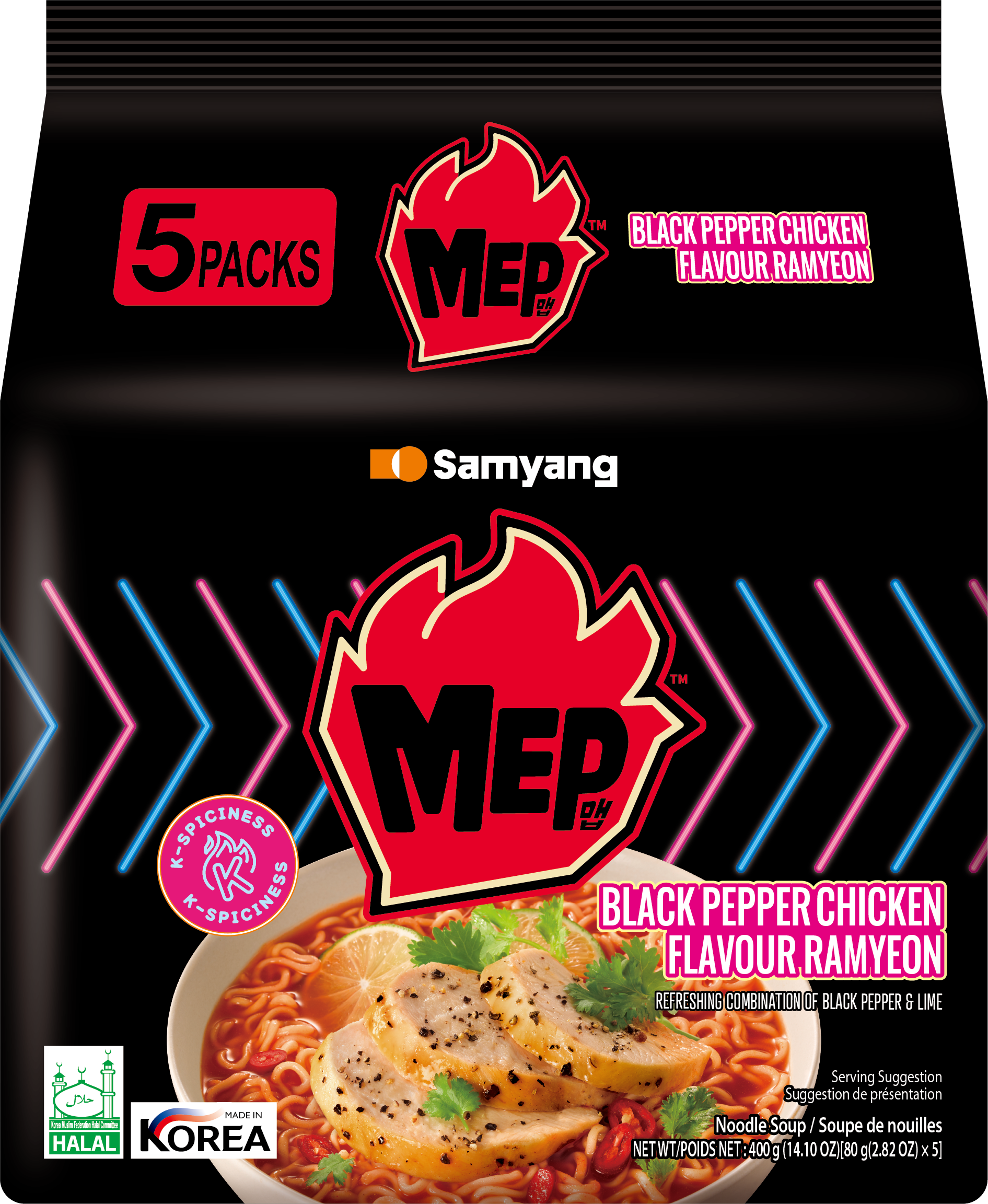Samyang MEP Black Pepper Chicken Ramyeon 5 x 80g